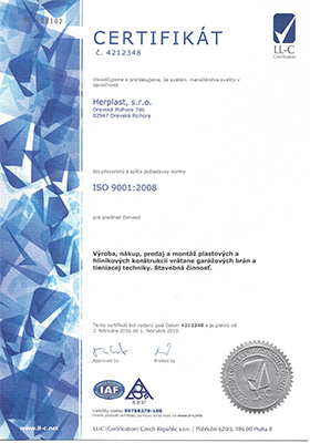Certifikát 1-Herplast